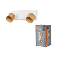 Foco LED OSRAM Half Wood Line, luz de techo 2xGU10, blanco y decoración de madera