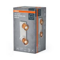 Foco LED OSRAM Half Wood Line, luz de techo 2xGU10, blanco y decoración de madera