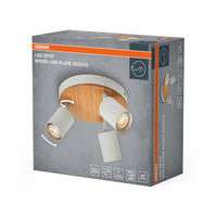 Lámpara de techo LED OSRAM Wood Line Plate 3xGU10 blanca y decoración de madera