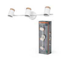 Lámpara de techo OSRAM LED Spot Stamp 3xGU10 blanca y madera