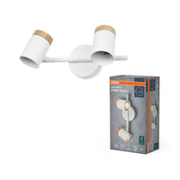 Lámpara de techo OSRAM LED Spot Stamp 2xGU10 blanca y madera