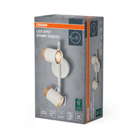 Lámpara de techo OSRAM LED Spot Stamp 2xGU10 blanca y madera
