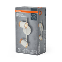 Lámpara de techo OSRAM LED Spot Stamp 2xGU10 blanca y madera