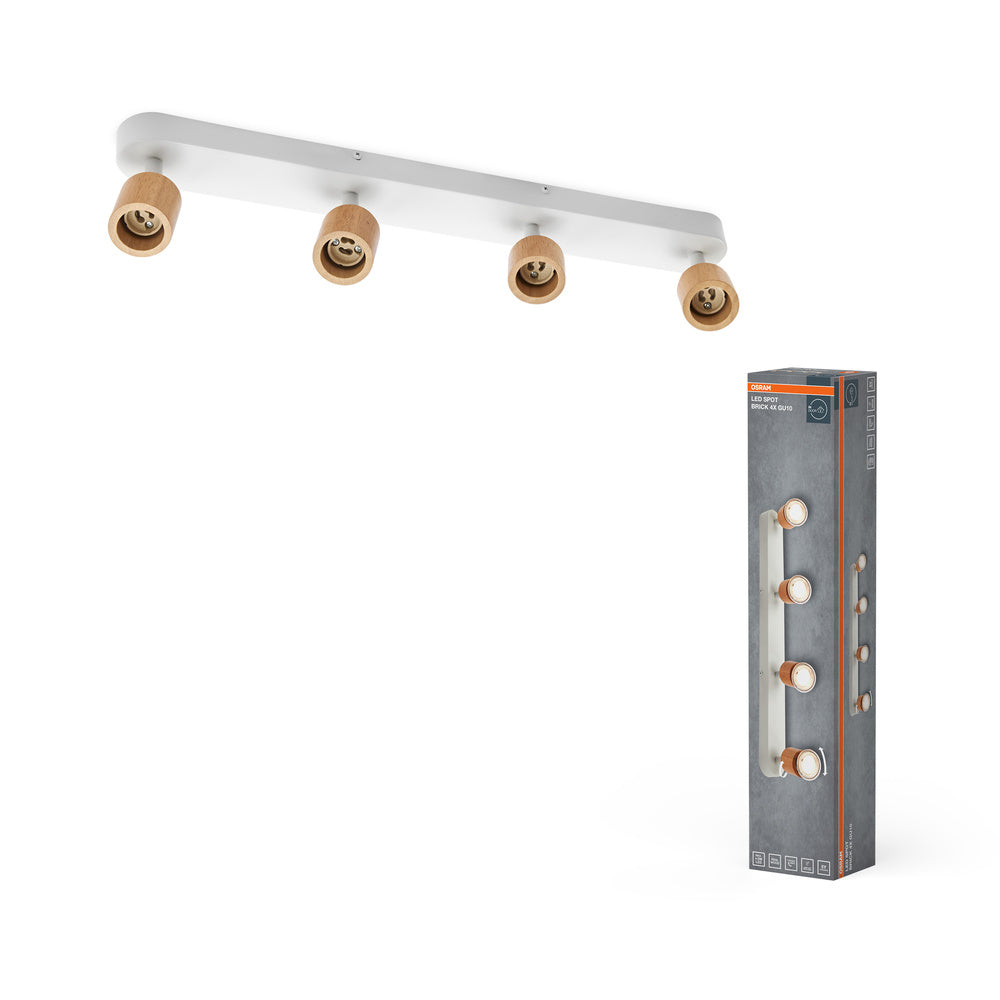 Lámpara de techo OSRAM LED Spot Brick 4xGU10 blanco y madera