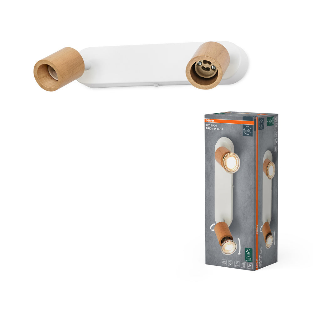 Lámpara de techo OSRAM LED Spot Brick 2xGU10 blanco y madera