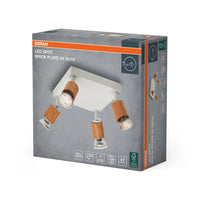 Lámpara de techo OSRAM LED Spot Brick 4xGU10 blanco y madera