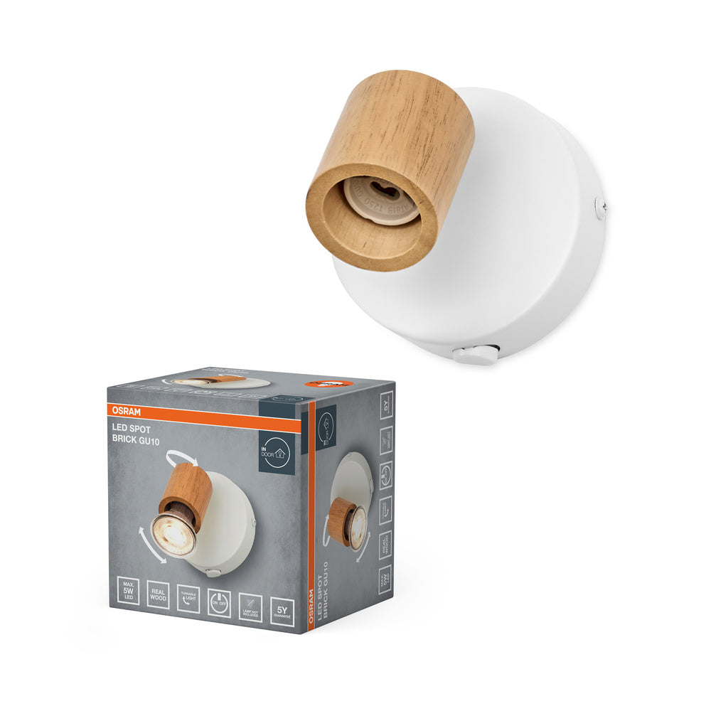 Aplique de pared OSRAM LED Spot Brick 1xGU10 blanco y madera