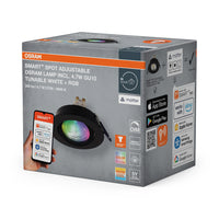 Foco empotrable inteligente LED OSRAM Matter SMART+ para baño GU10 giratorio 4,7W RGBW negro Ø68 mm
