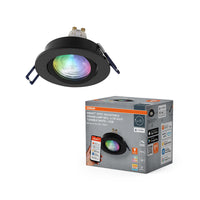 Foco empotrable inteligente LED OSRAM Matter SMART+ para baño GU10 giratorio 4,7W RGBW negro Ø68 mm