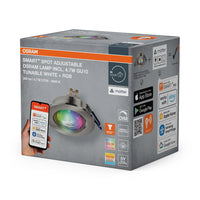 Foco empotrable inteligente LED OSRAM Matter SMART+ para baño GU10 orientable 4,7W RGBW níquel satinado Ø68 mm