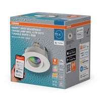 Foco empotrable inteligente LED OSRAM Matter SMART+ para baño, GU10, IP65, orientable, 4,7 W RGBW, blanco, Ø68 mm