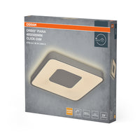 Lámpara de techo OSRAM Orbis Piana, 485 x 485 mm, 36 W, 3000 K, blanco cálido, regulable con Click, plateada