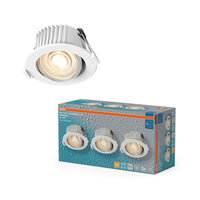 Foco empotrable LED OSRAM para baño, DIM IP44, orientable, 4,9 W, 36°, blanco, Ø68 mm