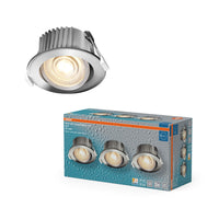 Foco empotrable LED OSRAM para baño, CCT IP44, giratorio, 4,9 W, 36°, cromado, ⌀68 mm