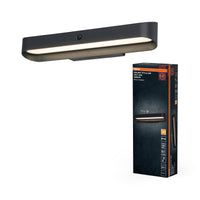 Lámpara de pared para exterior ENDURA Style USB Volt, gris oscuro, 7,00 W, 265 lm, 3000 K, ángulo de haz de 108°, vida útil de 50 000 h, IP54, batería con USB-C, sensor de movimiento, aluminio