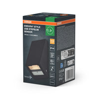 Lámpara de pared exterior recargable OSRAM ENDURA® Style USB, 1,5 W, 3000 K, sensor, IP44, gris oscuro