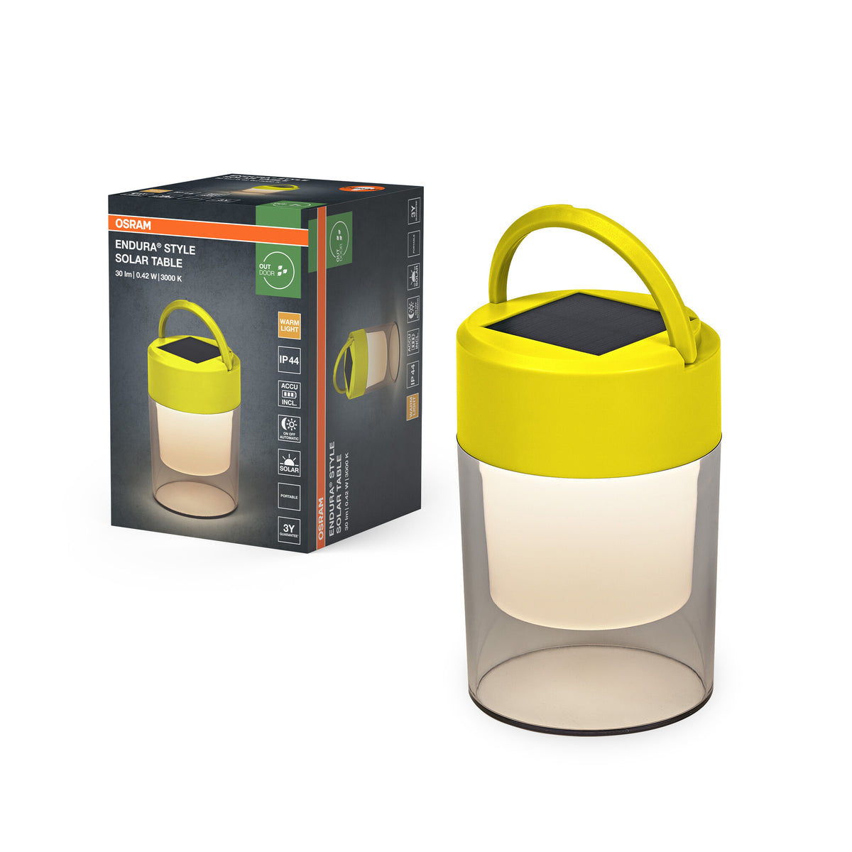 Lámpara de mesa solar OSRAM ENDURA® Style IP44 3000K amarilla