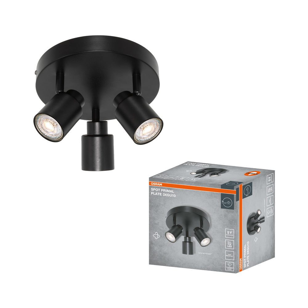 Foco LED OSRAM PRIMAL de 3 puntos, luz, 3xGU10, negro
