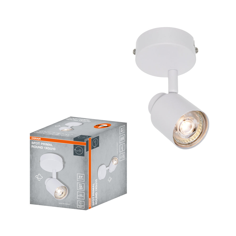 Foco LED OSRAM PRIMAL redondo de 1 punto, luz, 1xGU10, blanco