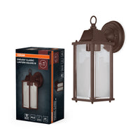 Lámpara de pared para exterior OSRAM, color óxido, casquillo E27, carcasa de aluminio, cubierta de cristal, IP43, 220–240 V, 105 mm de largo, 150 mm de ancho, 293 mm de alto, 1 bombilla, tornillos de montaje
