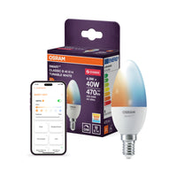 OSRAM SMART+ ZIGBEE Tunable White in B-Form, LED-Lampe, Matt, 4,9 W, 470 lm, von 2700 bis 6500 K, Wifi, Google Assistant, Amazon Alexa, Smartspeaker-Kompatibel, Dimmbar