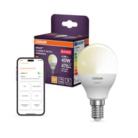 OSRAM SMART+ ZIGBEE Classic Regulable en forma de P, bombilla LED, mate, 4,9 W, 470 lm, 2700 K, Wi-Fi, Google Assistant, Amazon Alexa, compatible con altavoces inteligentes, regulable, CRI 80