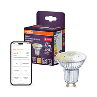 OSRAM SMART+ ZIGBEE Spot Regulable, formato PAR16, foco LED, cristal, 4,7 W, 350 lm, 2700 K, ZigBee, Google Assistant, Amazon Alexa, compatible con altavoces inteligentes, regulable, CRI 80
