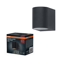 Lámpara de pared para exterior ENDURA Classic Tube, gris oscuro, casquillo GU10, IP54, cubierta de cristal, carcasa de nailon con fibra de carbono, apta para 0-5 W, vida útil de 25 000 h, lista para instalar.