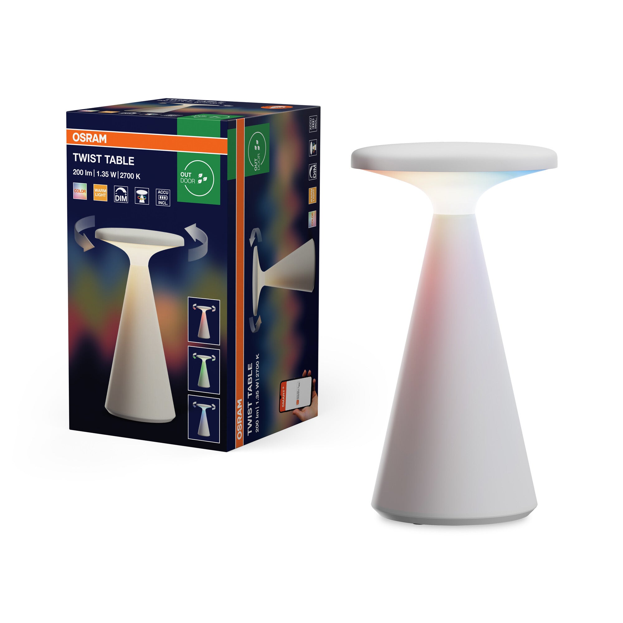 OSRAM Smart Bluetooth Tischleuchte Weiß dimmbar IP44