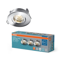 Foco empotrable LED OSRAM para baño GU10 regulable, giratorio, clic, 6 W, blanco, Ø68 mm