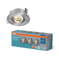 Foco empotrable LED OSRAM para baño GU10 IP65 4,5 W 840 Níquel satinado ⌀68 mm