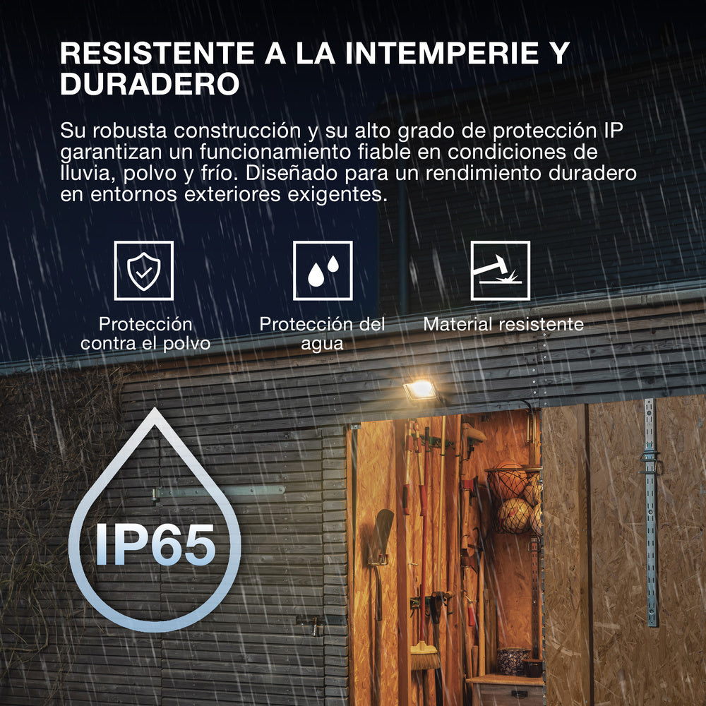Proyector LED OSRAM ENDURA FLOOD PC 50 W, blanco cálido 3000 K, 5000 lúmenes, protección IP65, cable de conexión de 1 m, blanco, 100 lm/W