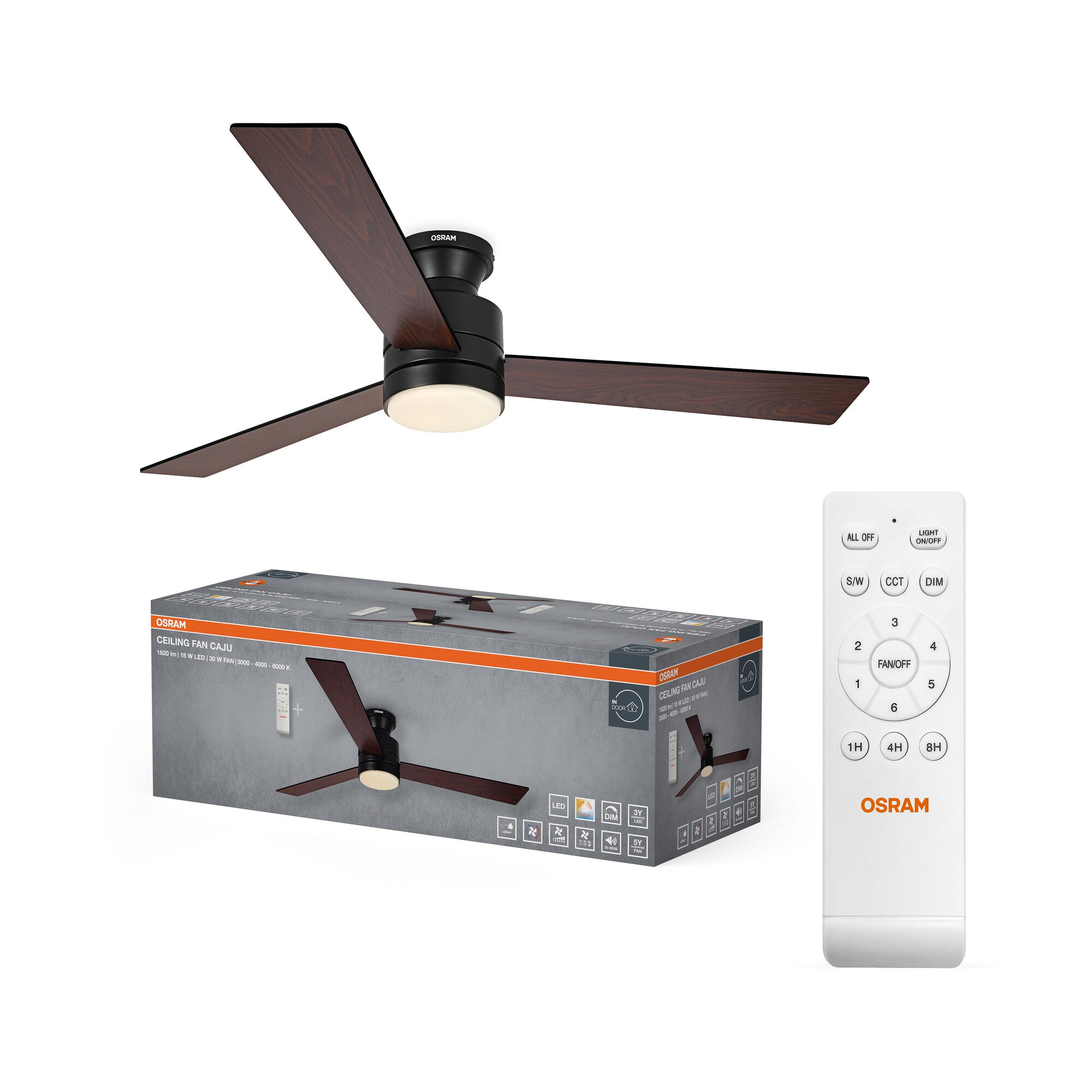 Ventilador de techo Caju 1320 mm, 48 W, CCT