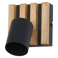 OSRAM LED Spot Acoustic Negro/acabado en madera, acero y madera de pino, 220-240 V, GU10, conexión por pinzas, 3 polos (L, N, PE)