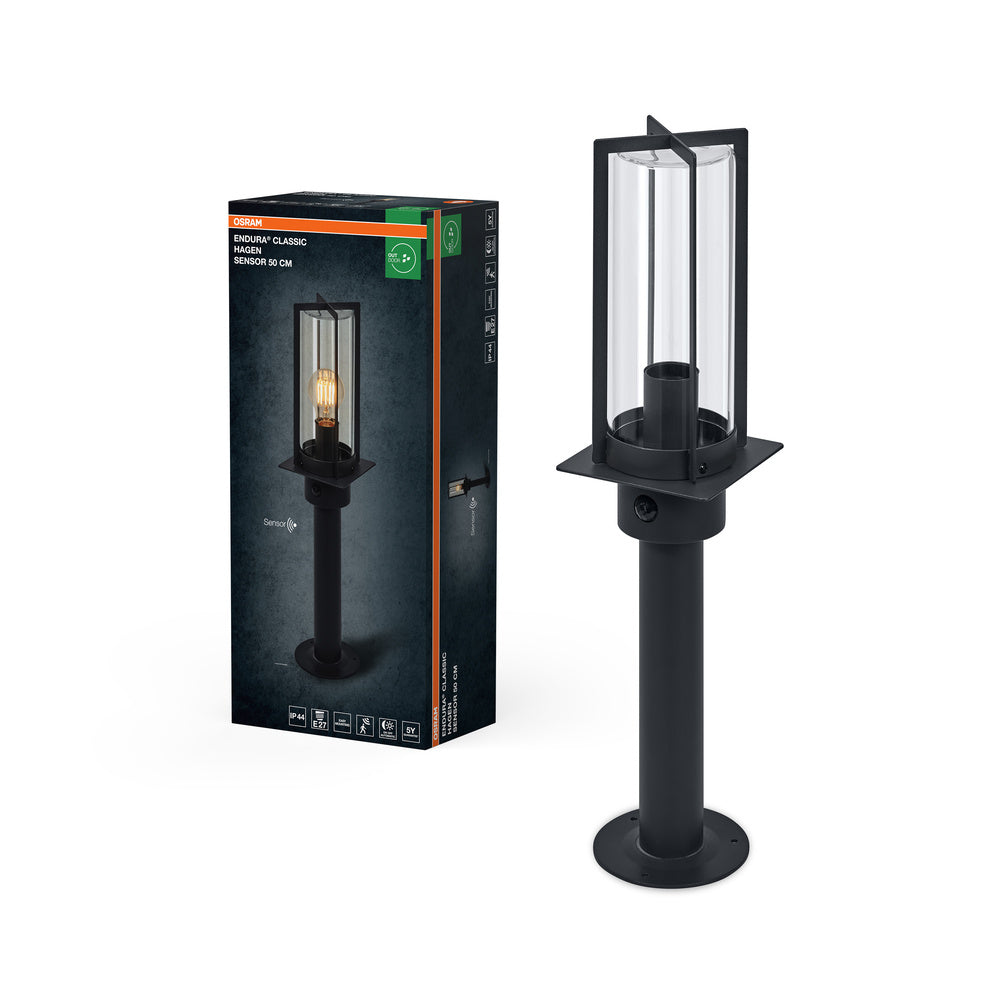 OSRAM ENDURA® Classic Hagen Pollerleuchte 50 cm mit Sensor E27 IP44 Dunkelgrau