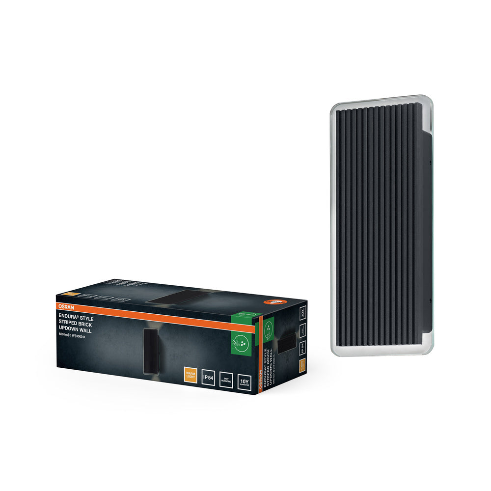 OSRAM ENDURA® Style Außenwandleuchte Striped Brick Up-Down 6W 3000K IP54 Dunkelgrau