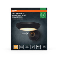 OSRAM ENDURA® Style Verstellbarer Spot Außenwandleuchte IP65 mit Sensor 12W Dunkelgrau