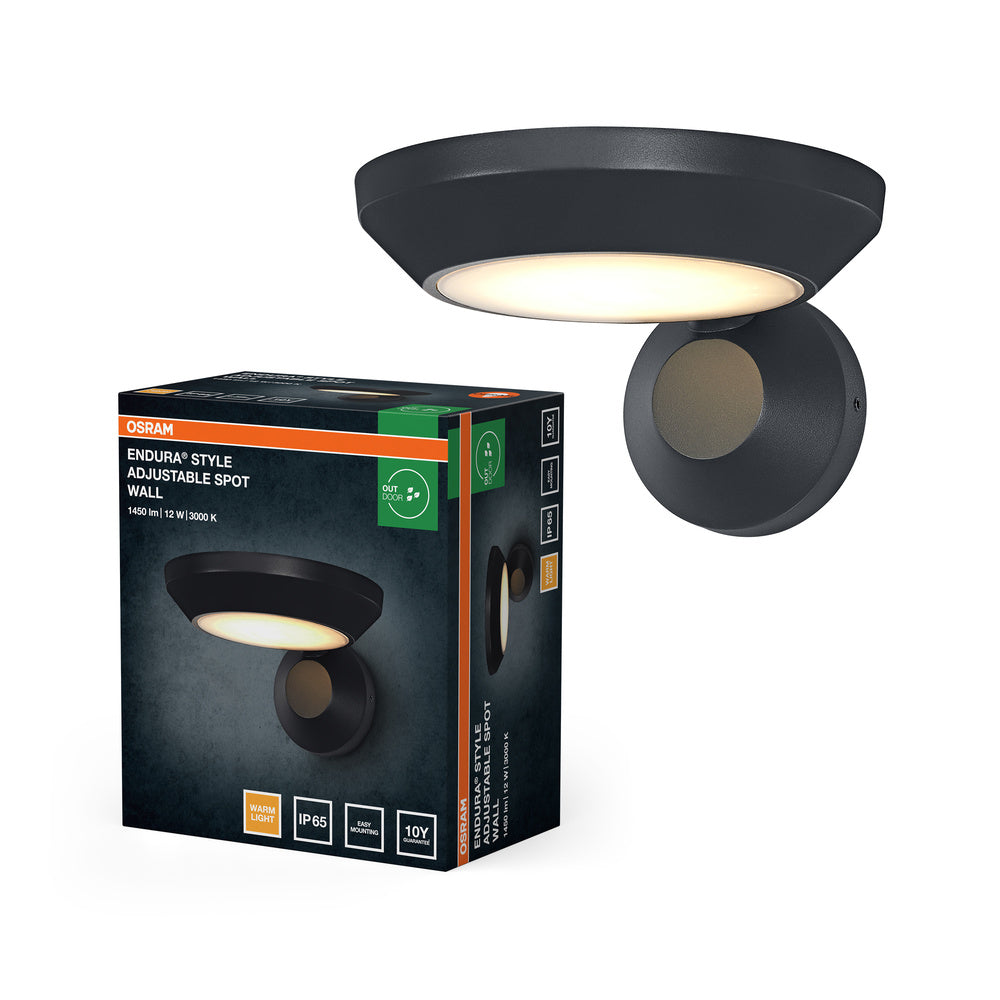 Aplique de pared exterior OSRAM ENDURA® Style, regulable, IP65, 12 W, gris oscuro