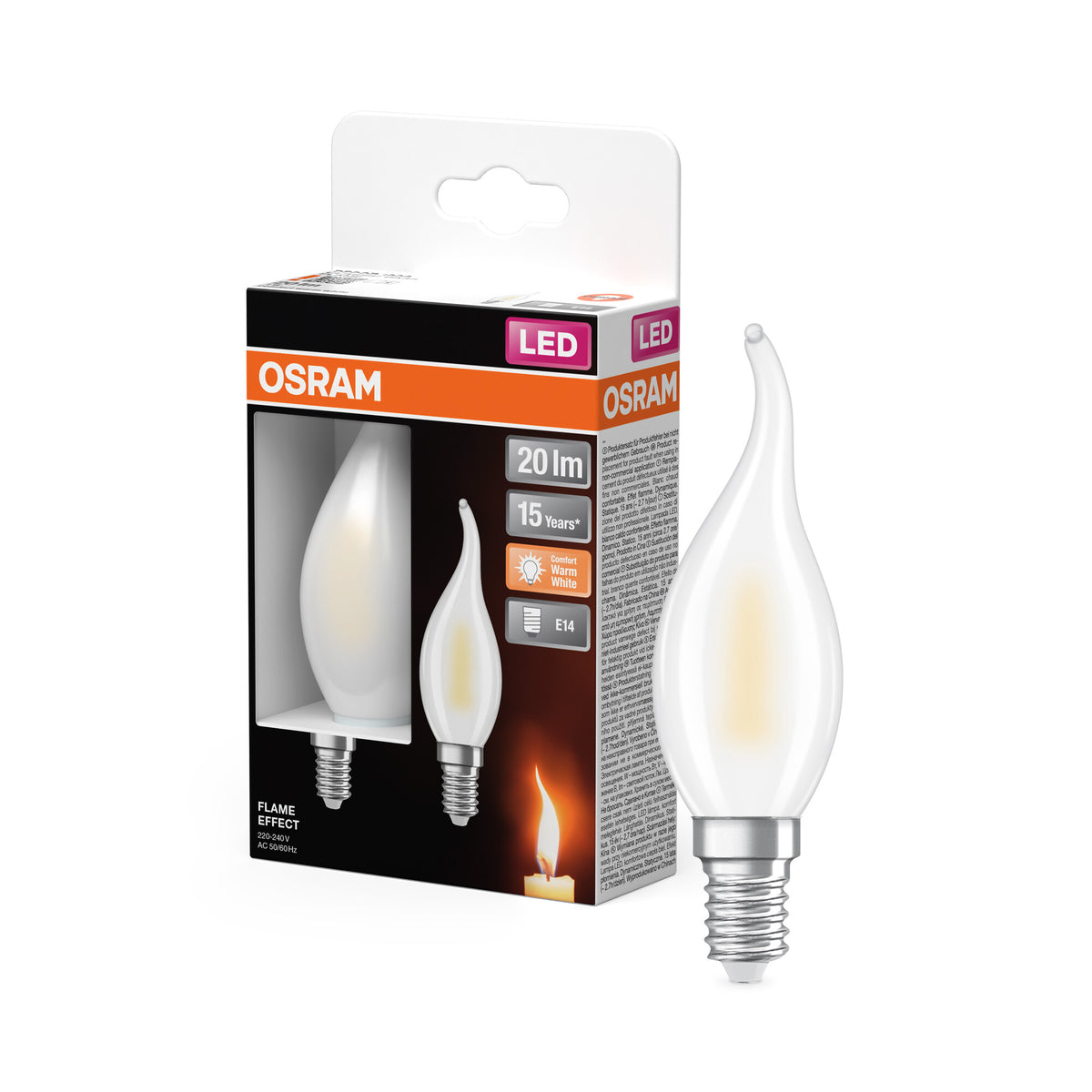 OSRAM LED-Lampen, Flammeneffekt, Weiß, 1 W, E14, 1800 K