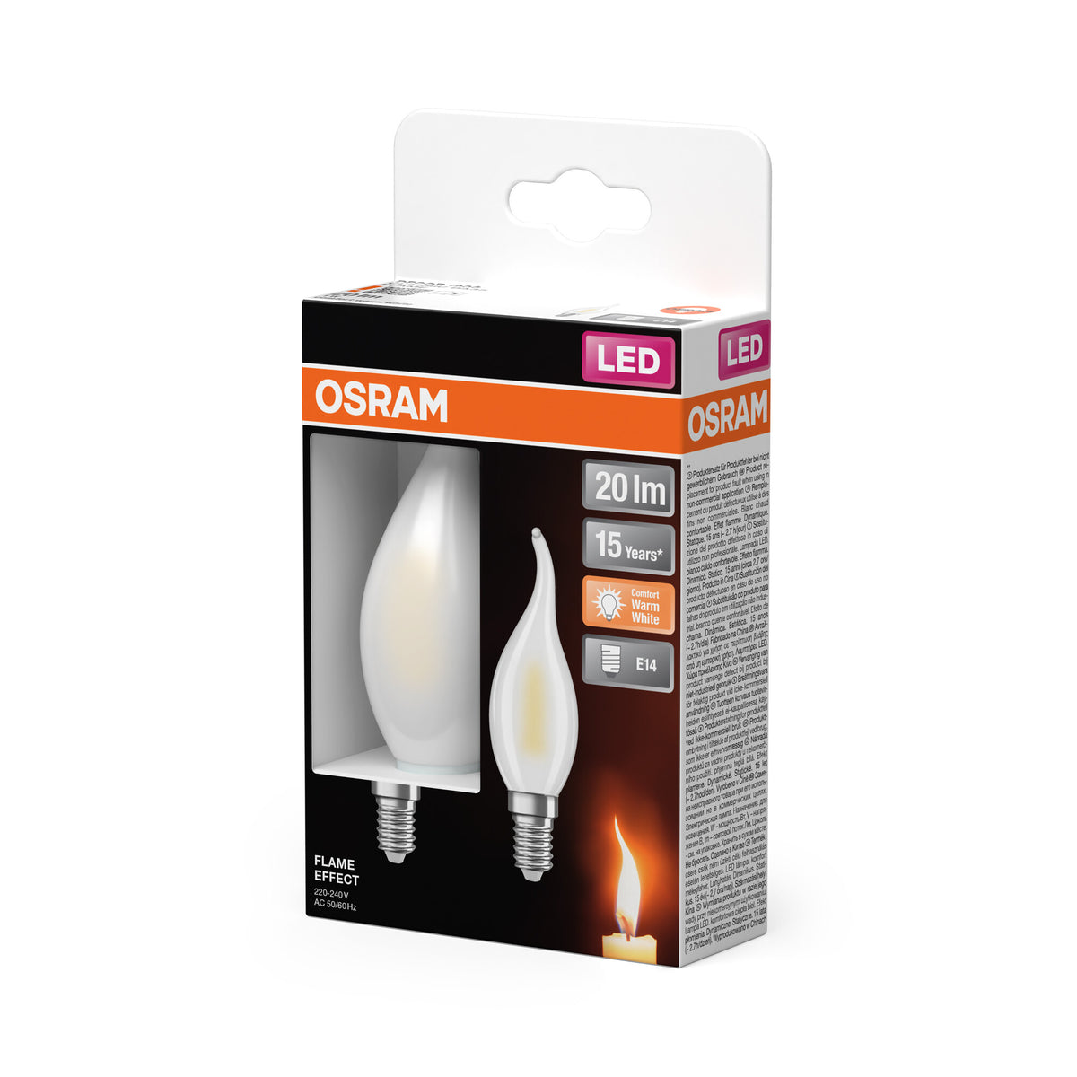 OSRAM LED-Lampen, Flammeneffekt, Weiß, 1 W, E14, 1800 K