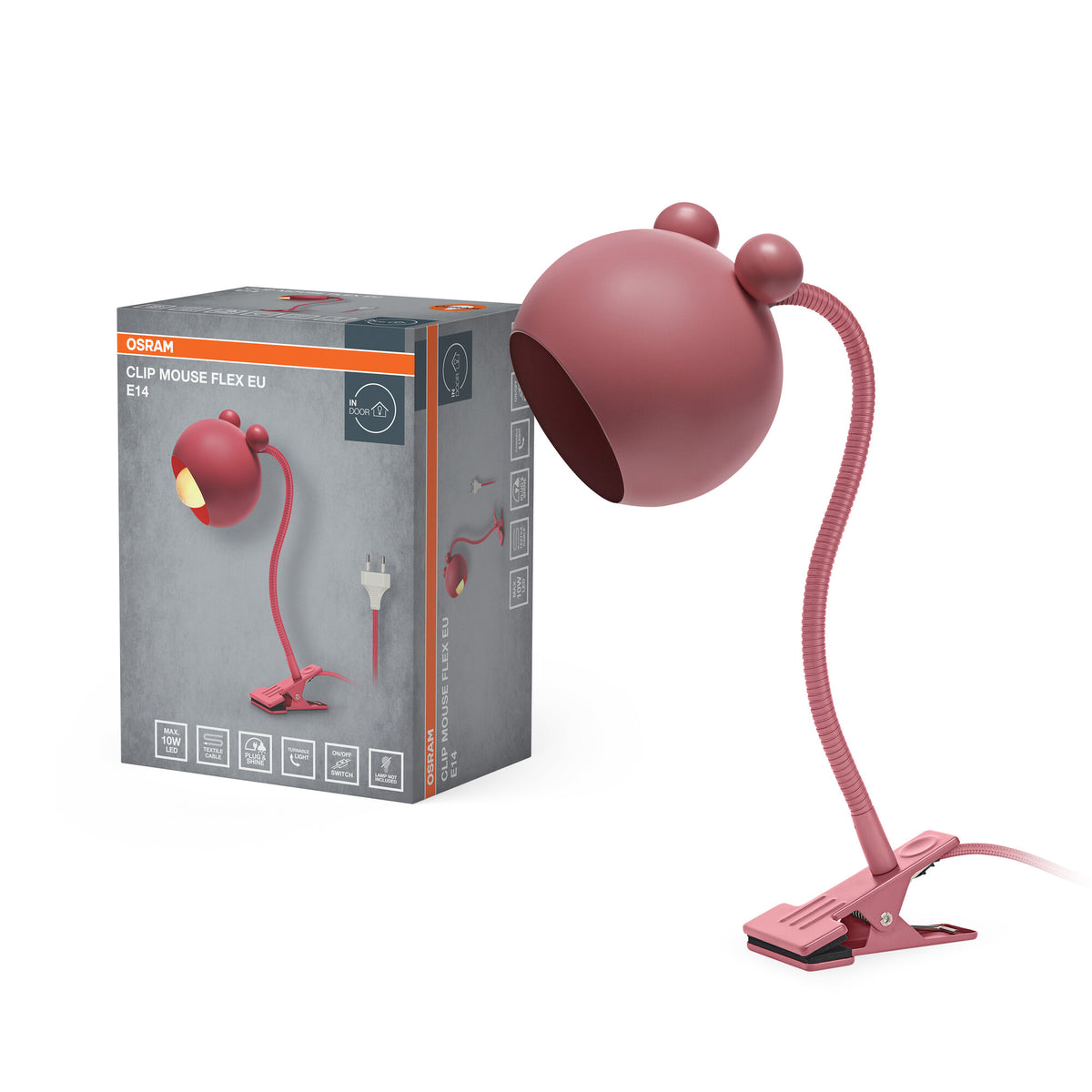 OSRAM Klemmleuchte Pink, Stahl, 220-240 V, E14, IP20