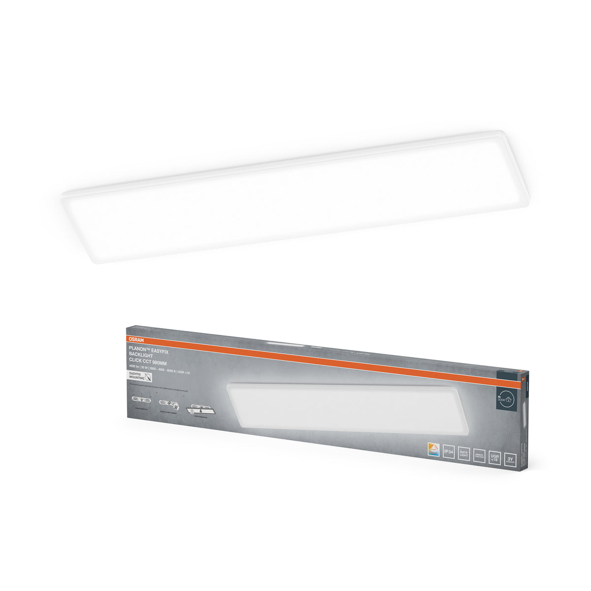 Lámpara de techo OSRAM PLANON EASYFIX LED Panel Backlight, 98 cm, 30 W, Click CCT, IP54, blanca