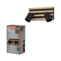 OSRAM LED Spot Acoustic Negro/acabado en madera, acero y madera de pino, 220-240 V, GU10, conexión por pinzas, 3 polos (L, N, PE)