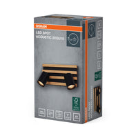 OSRAM LED Spot Acoustic Negro/acabado en madera, acero y madera de pino, 220-240 V, GU10, conexión por pinzas, 3 polos (L, N, PE)
