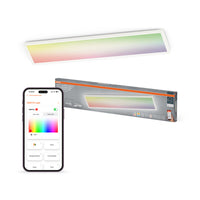 OSRAM Matter SMART+ PLANON SLIM EASYFIX Lámpara de techo LED tipo panel 98 x 20 cm RGBTW regulable IP54, blanca