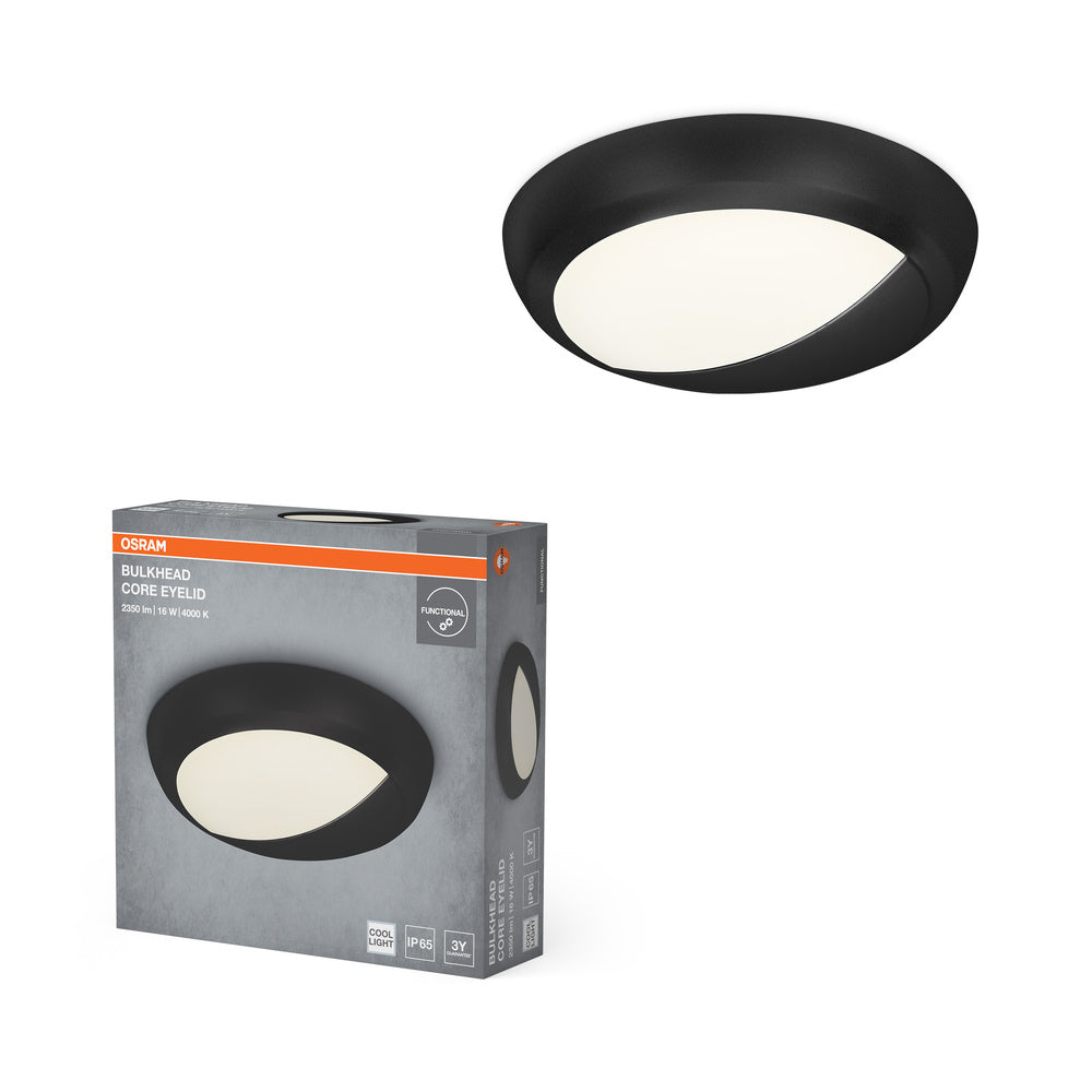 Lámpara de techo OSRAM LED BULKHEAD CORE EYELID, 16 W, 4000 K, blanco frío, negro
