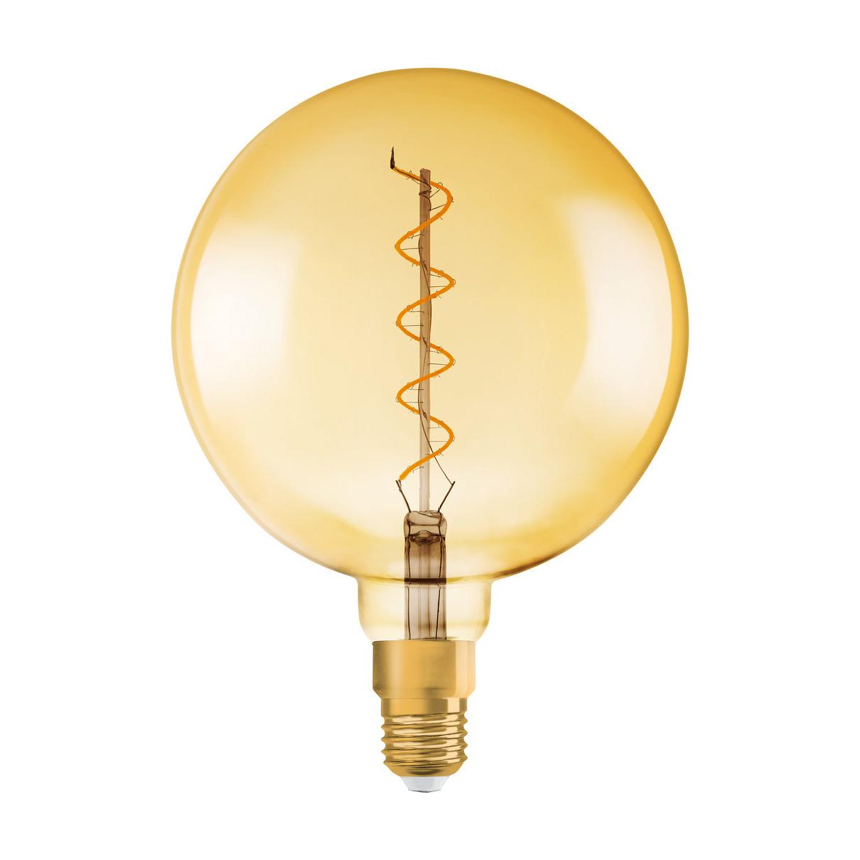 OSRAM VINTAGE 1906® LED Lampe LED CLASSIC Globe Dimmable 4W 820 Gold E27 Silver Socket, 300 lm, 2000 K, Warm Comfort Light-LEDVANCE Shop