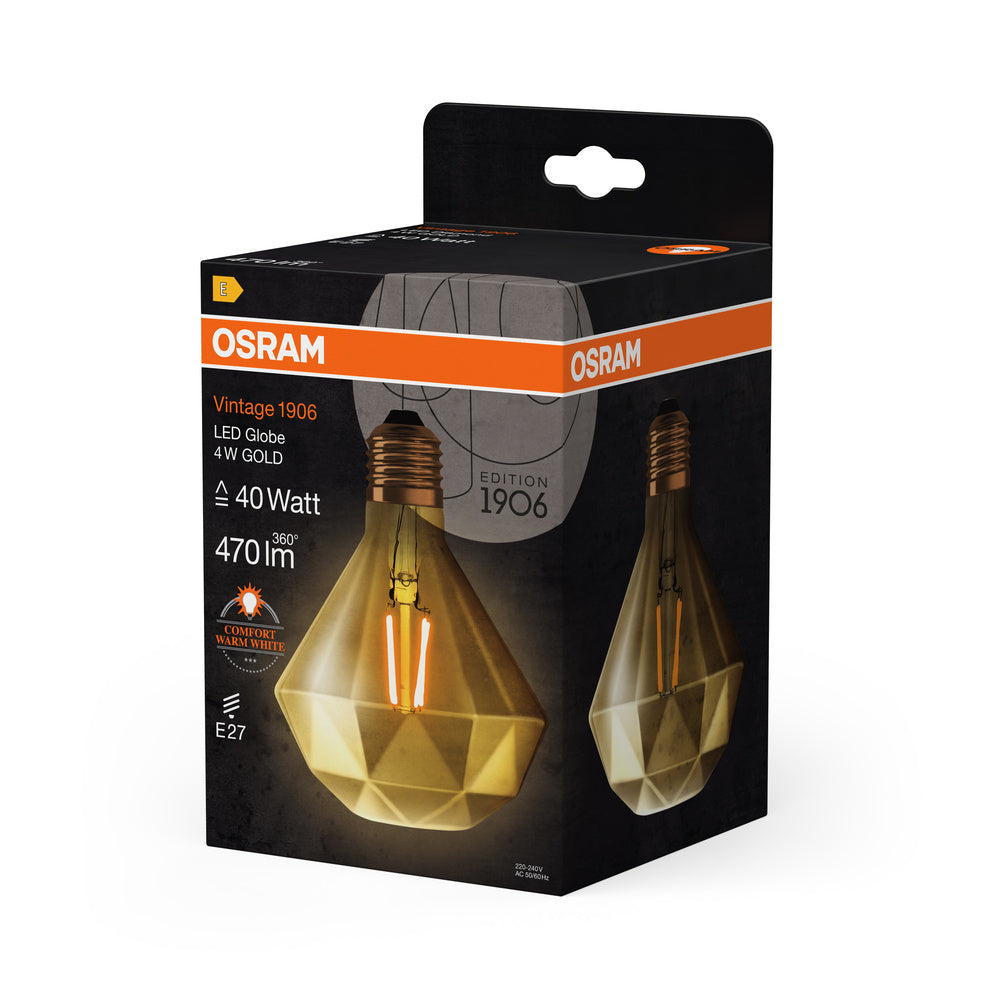 OSRAM VINTAGE 1906® LED Lampe LED SPECIAL Shapes 4W 824 Gold E27, 470 lm, 2400 K, Warm Comfort Light-LEDVANCE Shop