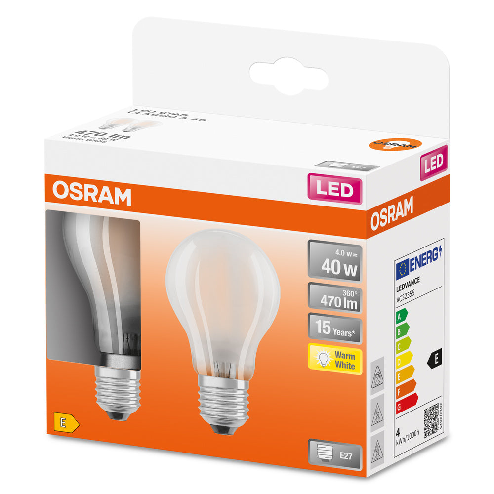 OSRAM LED Lampe LED Retrofit CLASSIC A 4W 827 Frosted E27, 470 lm, 2700 K, Warmweiß-LEDVANCE Shop