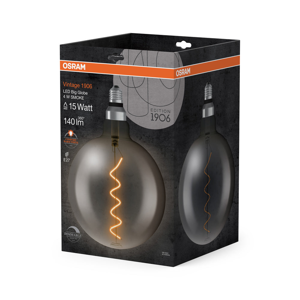 OSRAM VINTAGE 1906® LED Lampe LED CLASSIC Globe Dimmable 4W 818 Smoke E27, 140 lm, 1800 K, Warm Comfort Light-LEDVANCE Shop